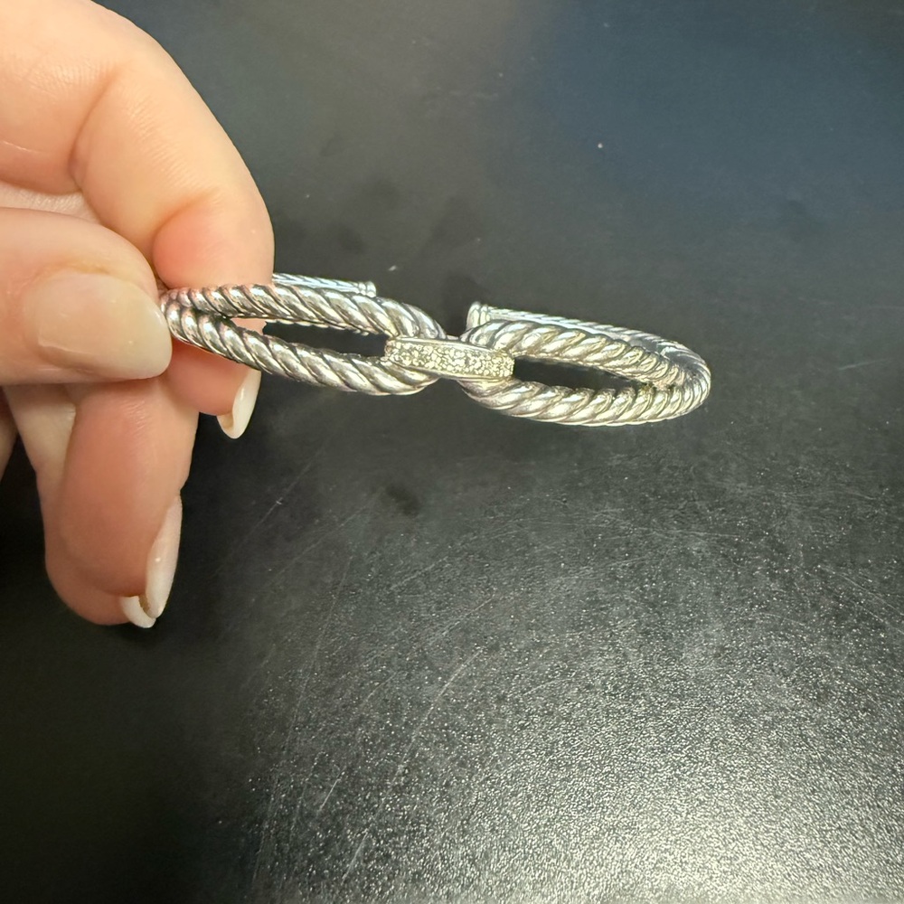 David Yurman Silver Bracelet with Diamond Accents